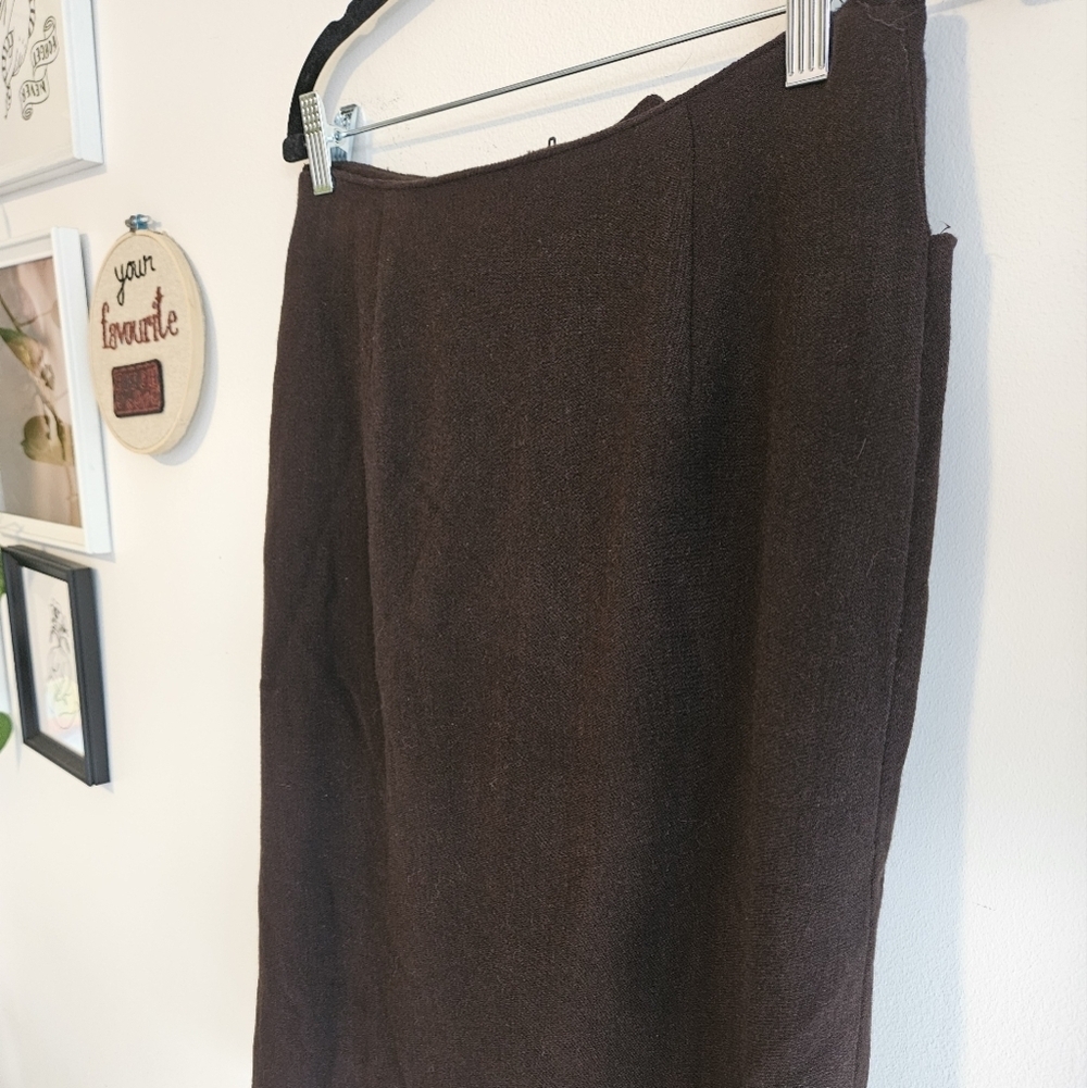 Vintage Chocolate Brown Wool Pencil Skirt by Jones New York - Picture 6 of 9